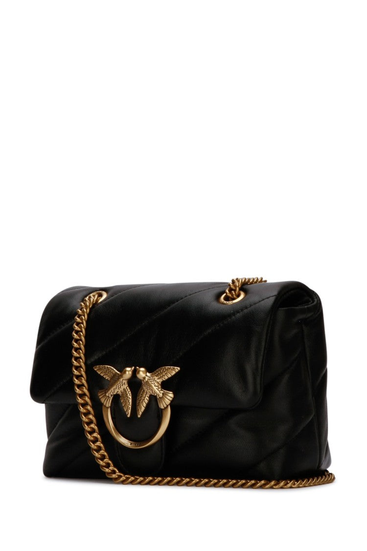 Pinko Quilted Leather Shoulder Bag With Gold-Tone Bird Motifs