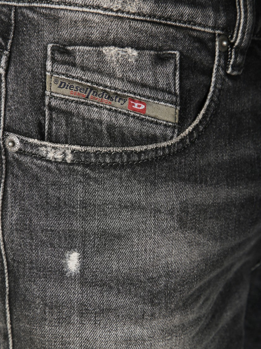 Diesel Slim-Fit Distressed Black Jeans With Tapered Leg