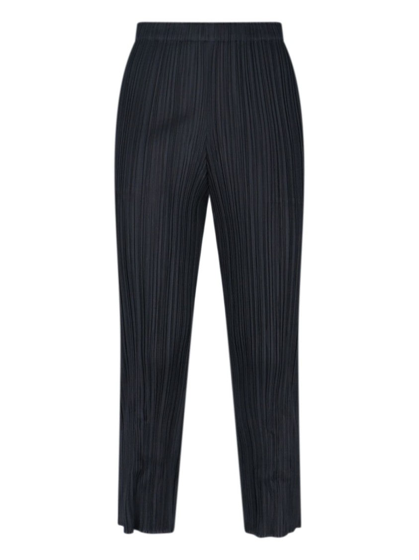 Pleats Please Straight-Leg Pleated Pants With Cropped Length