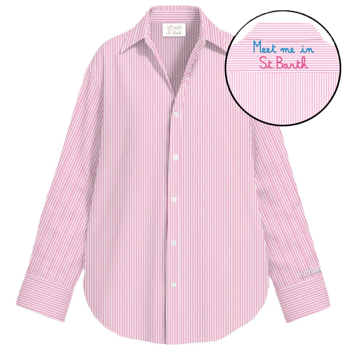 Mc2 Saint Barth Relaxed Fit Long Sleeve Shirt With Vertical Stripe Pattern