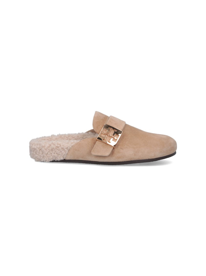 Tory Burch Mellow Suede Mules – Taupe