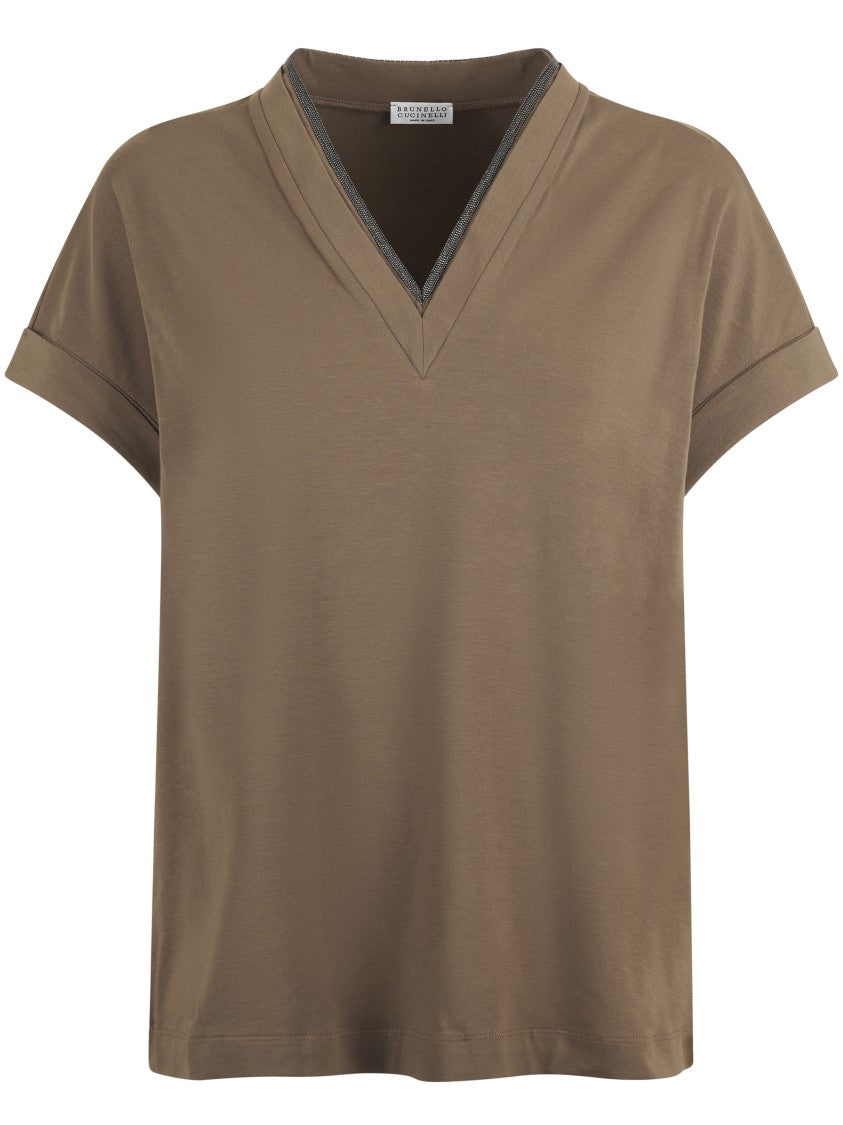 Brunello Cucinelli Relaxed Fit V-Neck T-Shirt