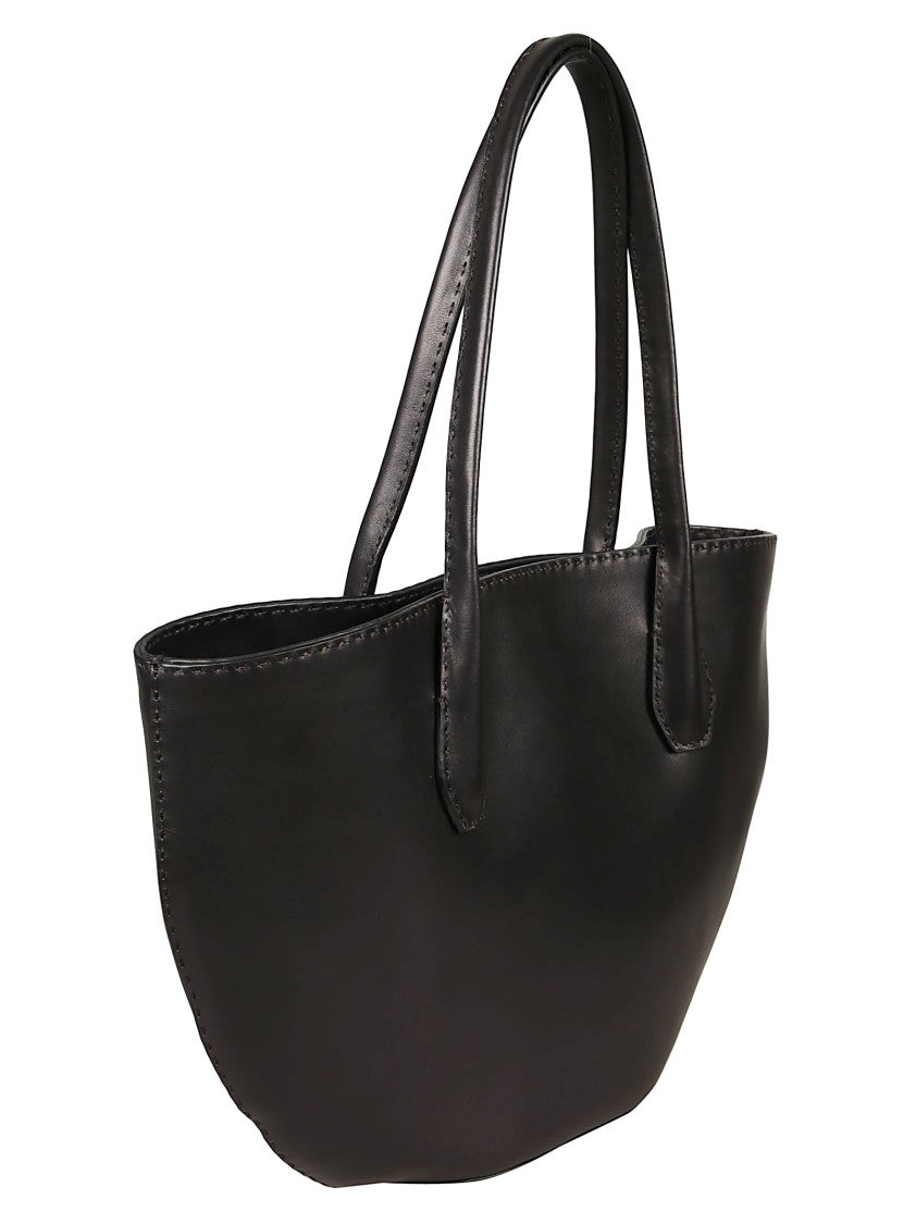 The Row Curved Silhouette Black Tote Bag With Sturdy Handles