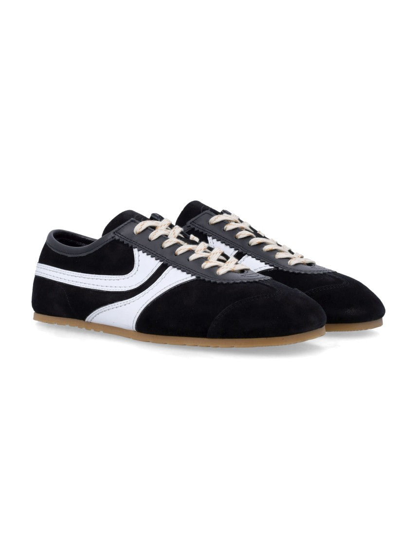 Dries Van Noten Low-Profile Black Suede Sneakers With White Leather Accents