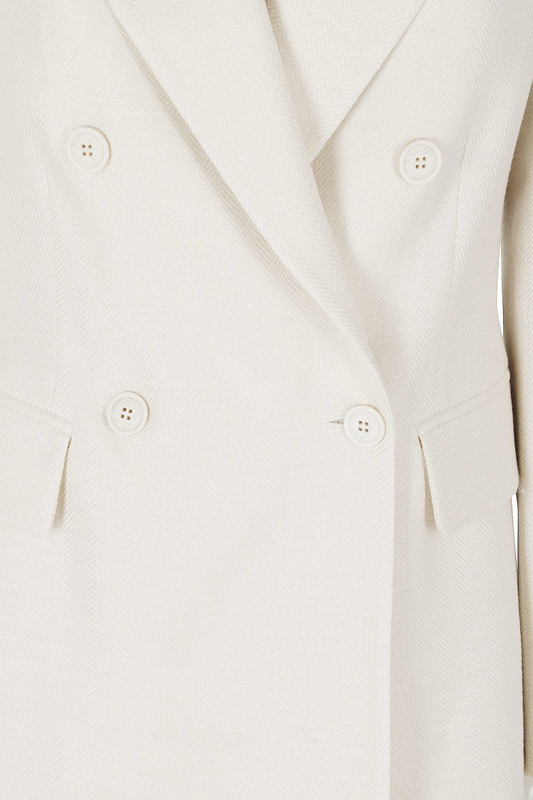 Eleventy Sand Double-Breasted Peak Lapel Wool-Blend Blazer