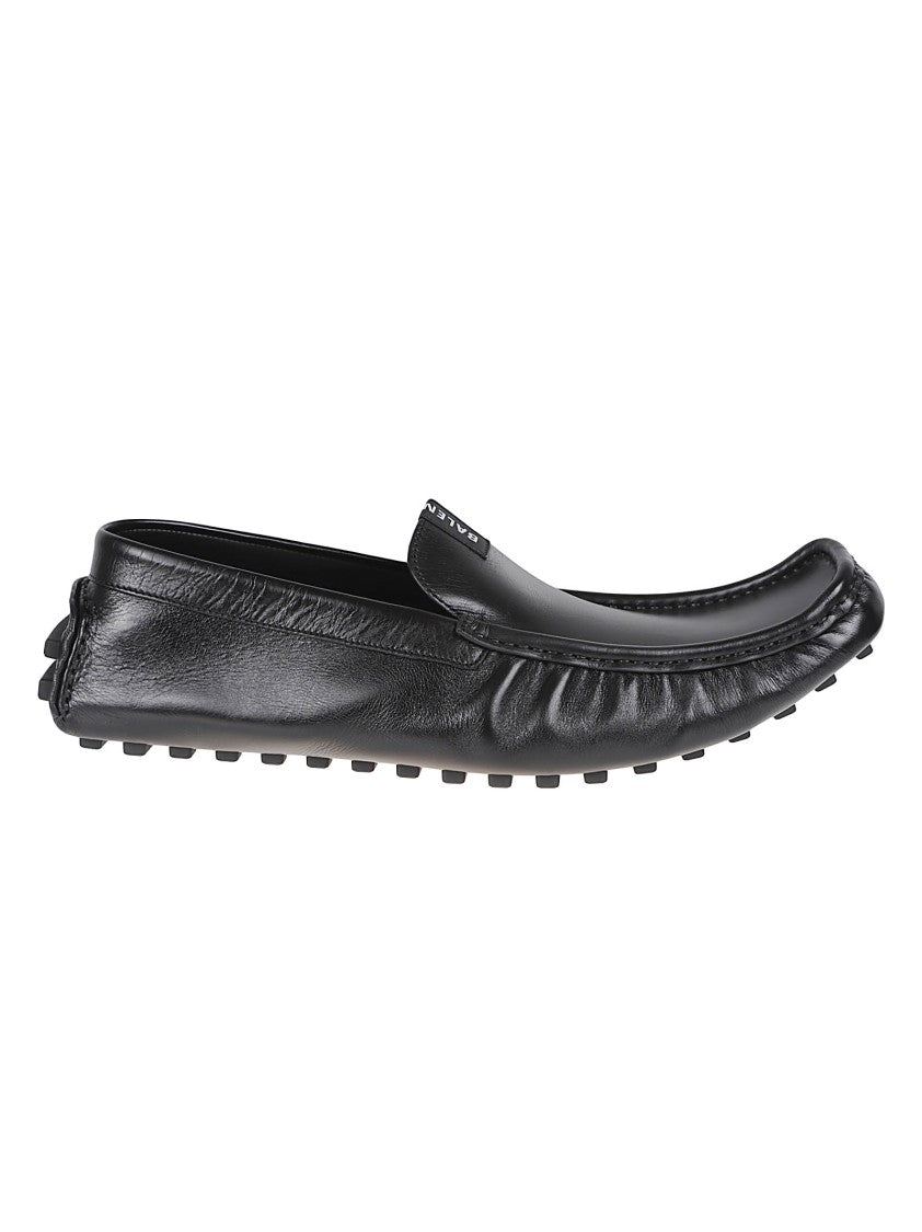 Balenciaga Polished Calf Leather Moccasin Shoes With Elongated Square Toe