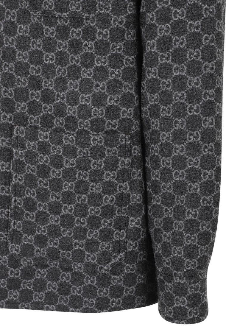 Gucci Structured Wool Jacket With Subtle Monogram Pattern