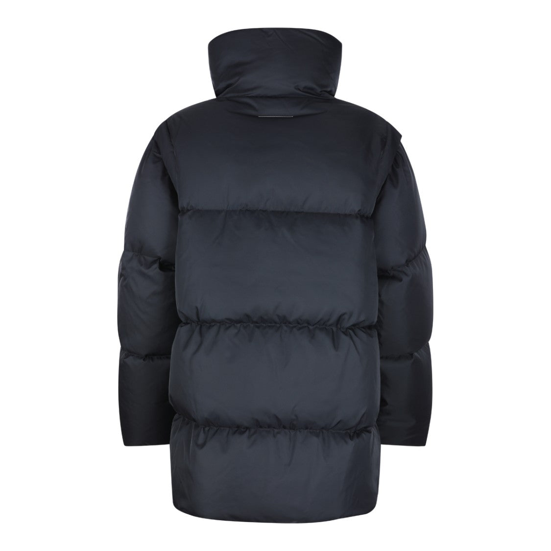 Mm6 By Maison Margiela Midi-Length Black Down Jacket With High Collar And Insulated Design