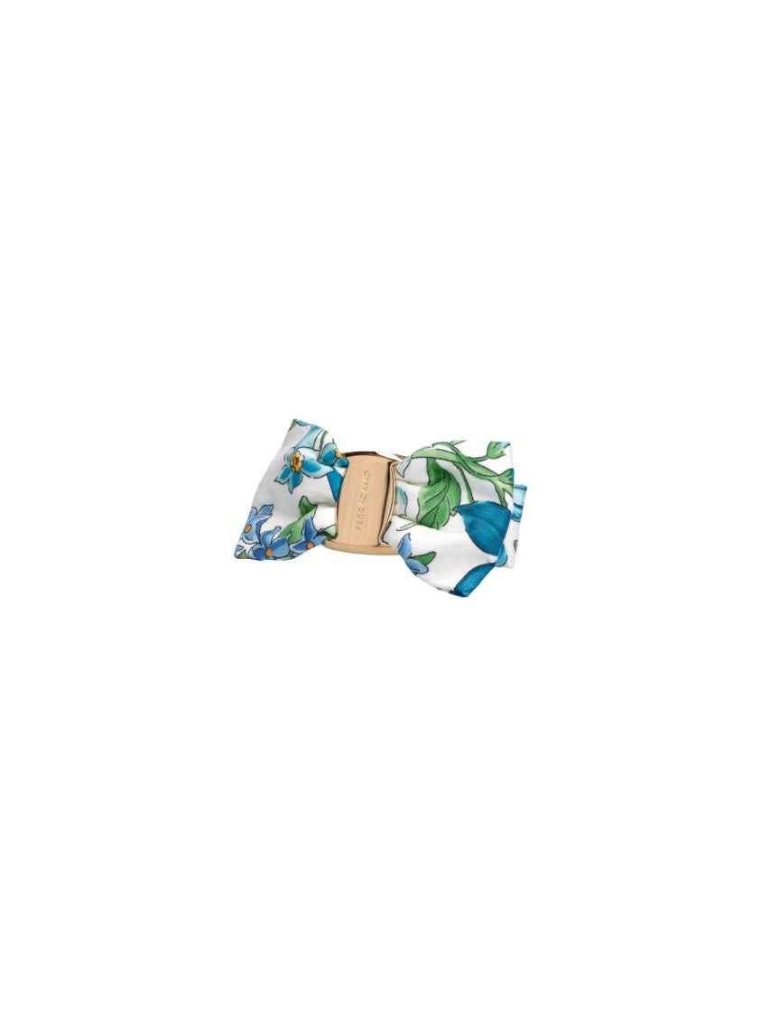 Ferragamo Light Blue Vara Silk Floral Hair Clip