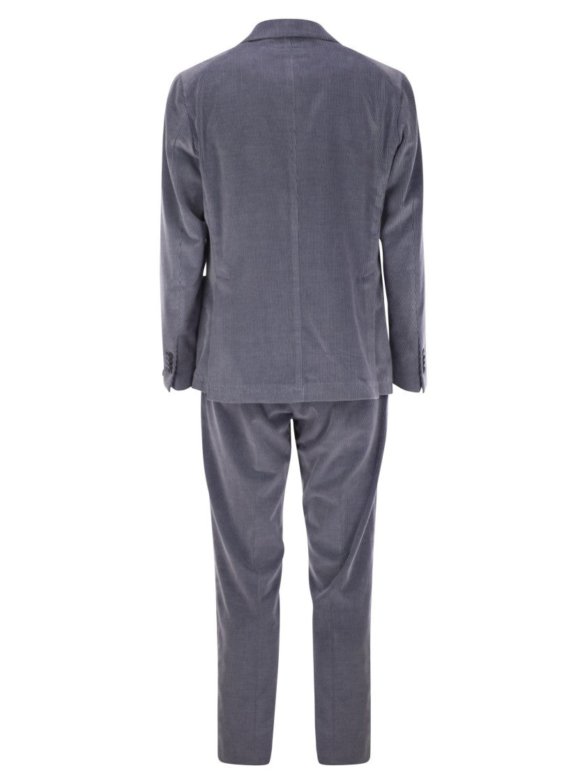 Tagliatore Ribbed Cotton And Cashmere Suit