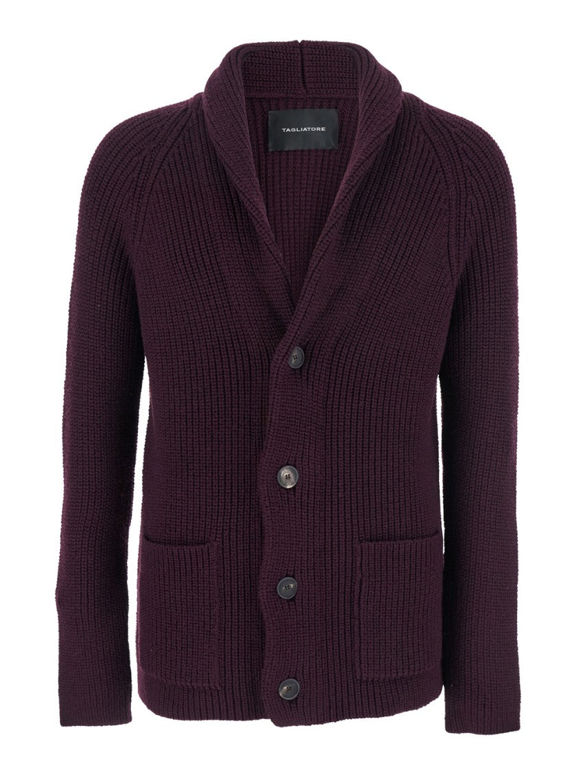 Tagliatore Textured Ribbed Knit Cardigan
