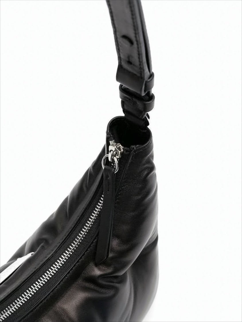 Maison Margiela Soft Padded Black Leather Tote Bag With Adjustable Strap