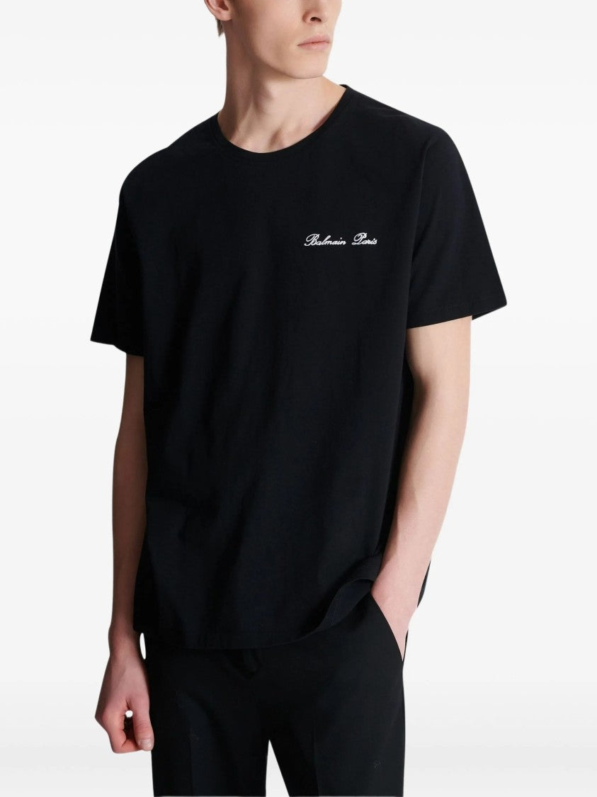 Balmain Black Loose Ss Script Logo T-Shirt
