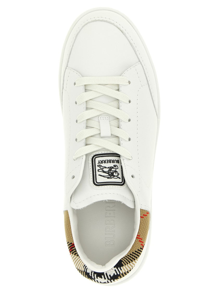 Burberry Leather Sneakers With Distinctive Check Fabric Detail