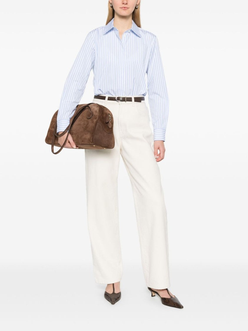 Max Mara Vertical Striped Button-Up Shirt With Pointed Collar