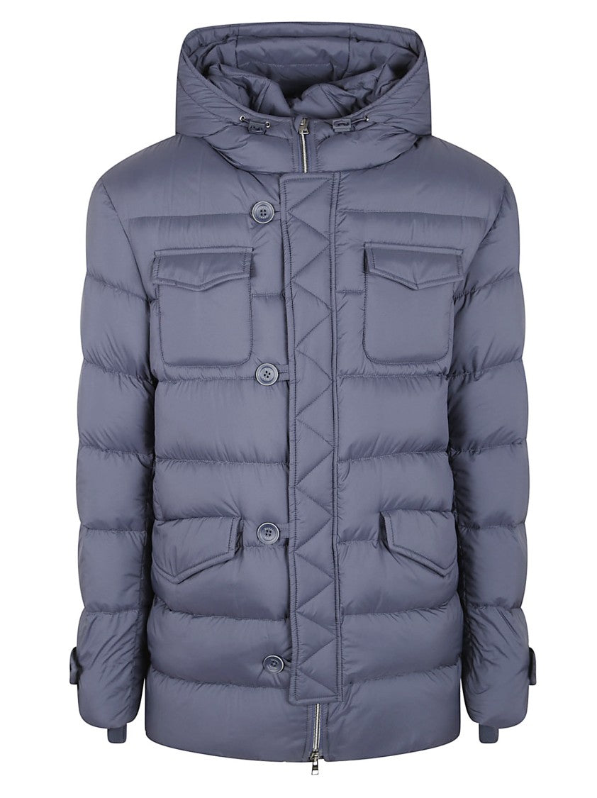 Herno Quilted Down Jacket With Adjustable Hood And Functional Pockets