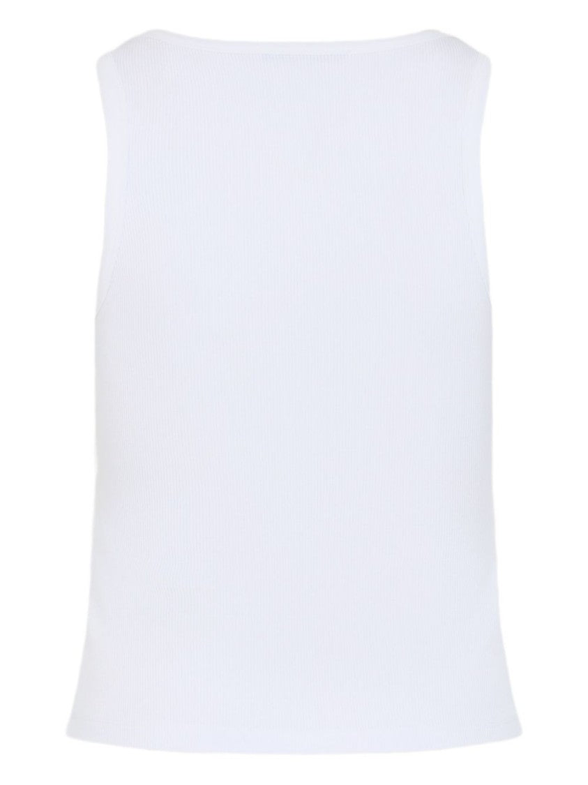 Givenchy White Ribbed Round Neck Sleeveless Top