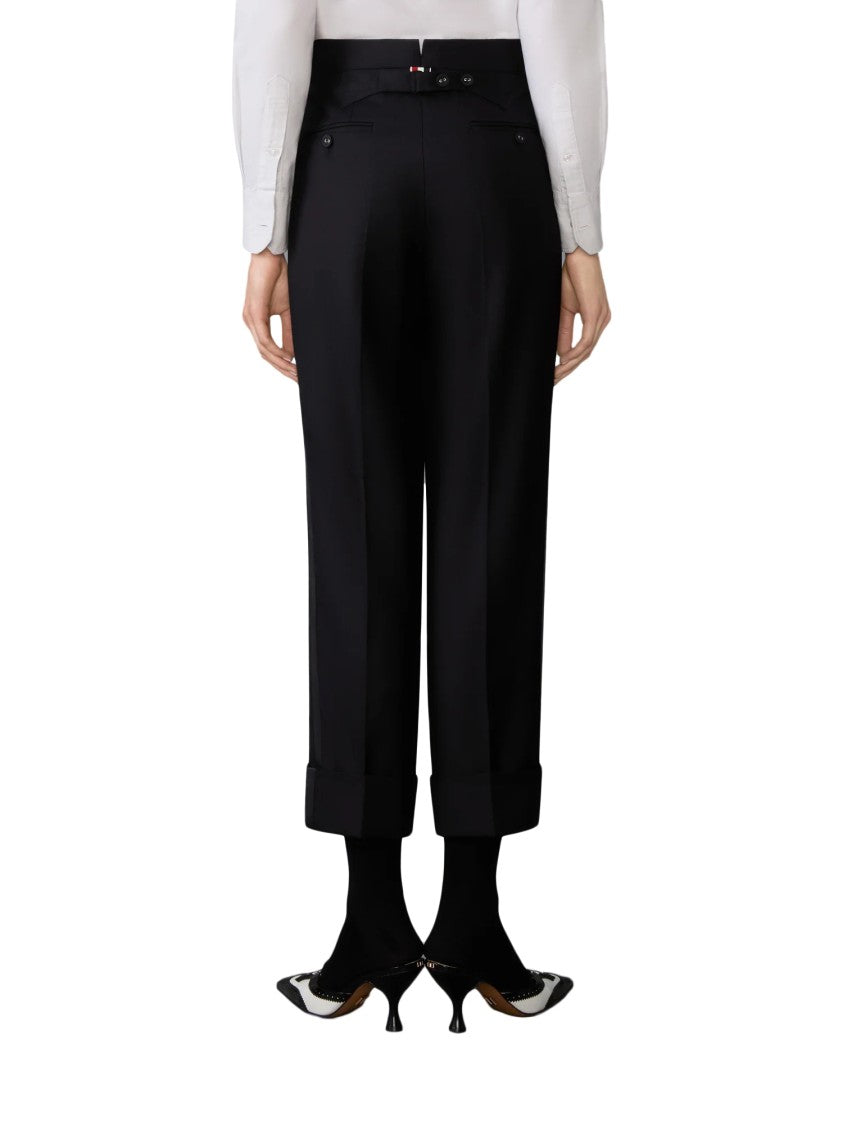 Thom Browne High-Waisted Backstrap Trousers With Cuffed Hem
