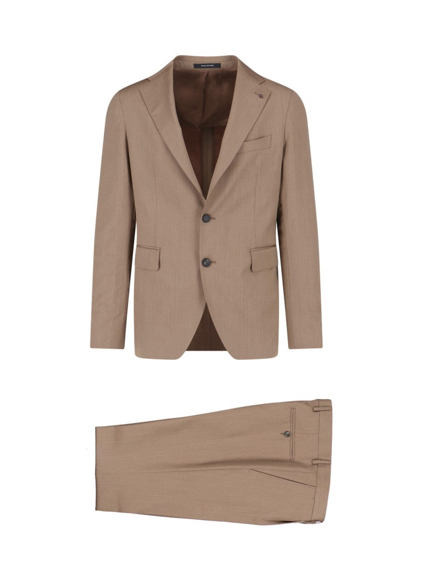 Tagliatore Brown Wool Single-Breasted Suit With Pants