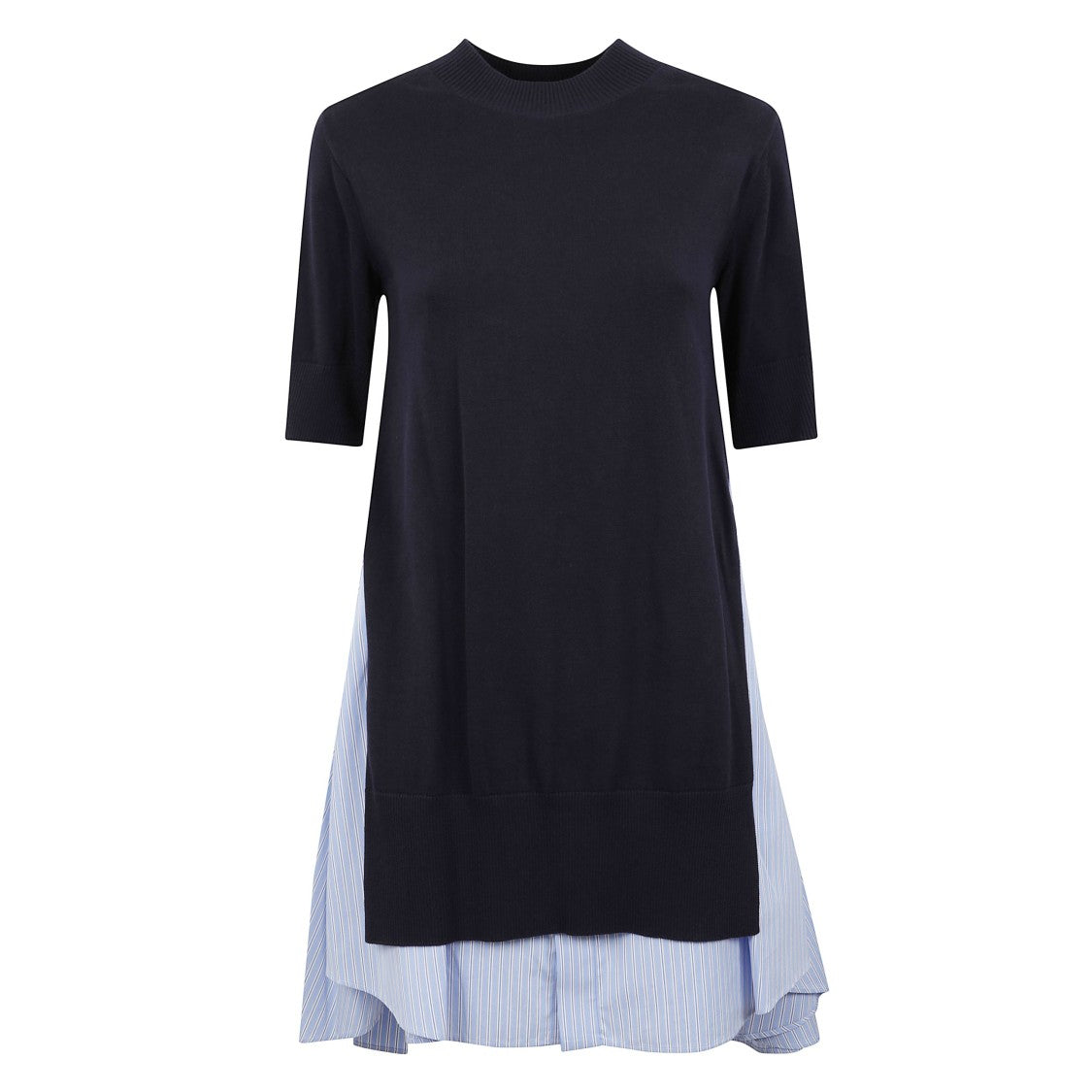 Sacai Oversized Cotton Dress With Layered Hem
