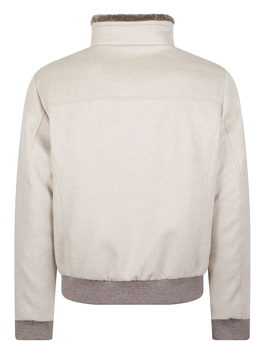 Moorer Bellati-Ls9 Minimalist High-Collar Wool-Cashmere Bomber Jacket