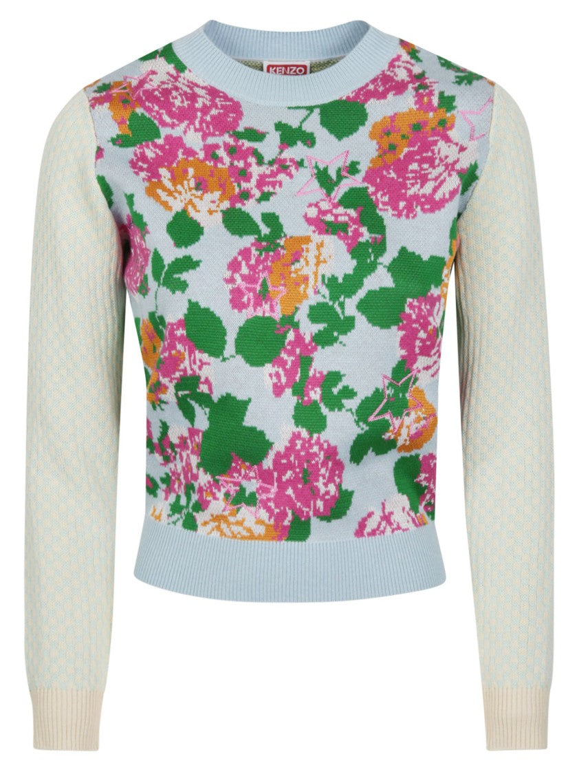 Kenzo Floral Embellished Cotton Blend Sweater
