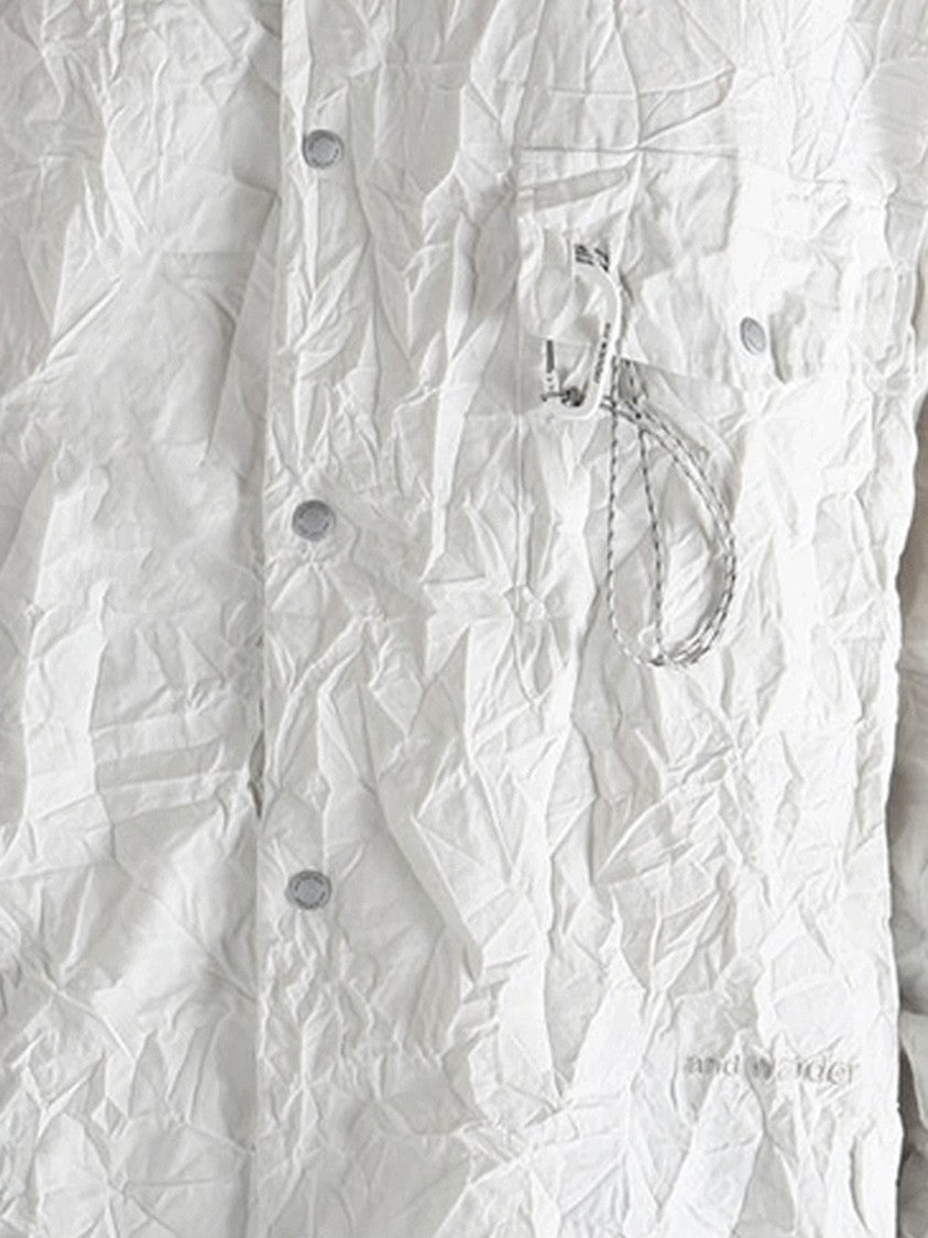 And Wander Nylon Shirt With Ruffled Texture And Classic Collar