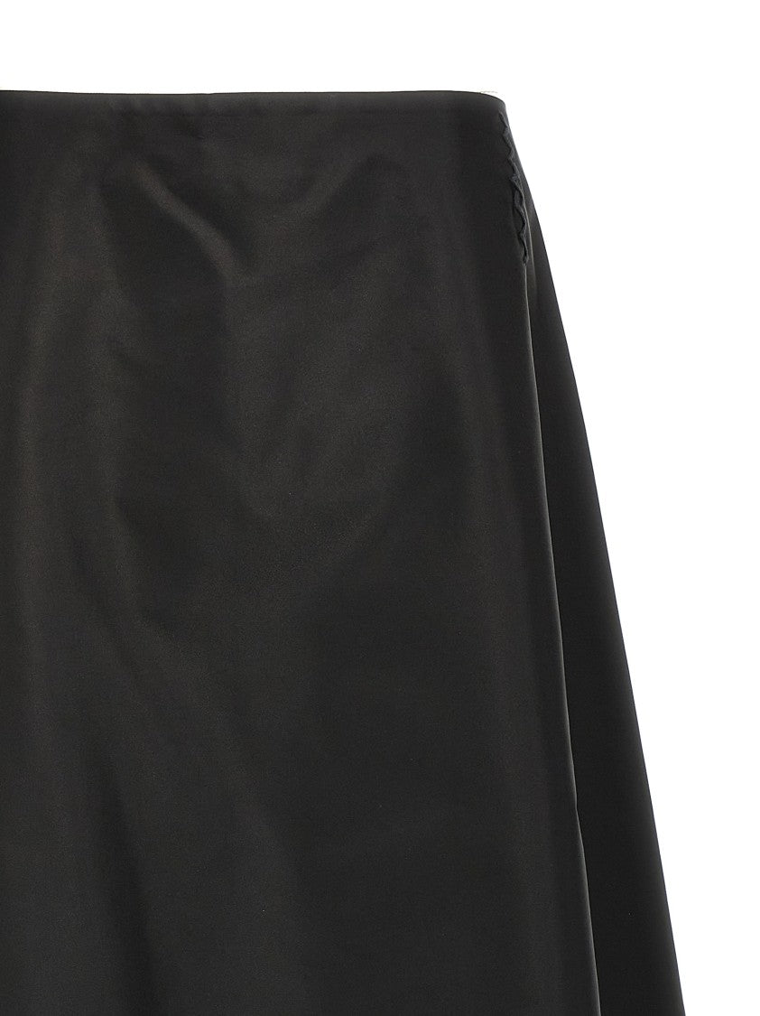Marni Flowing Black Nylon Skirt With Embroidered Logo