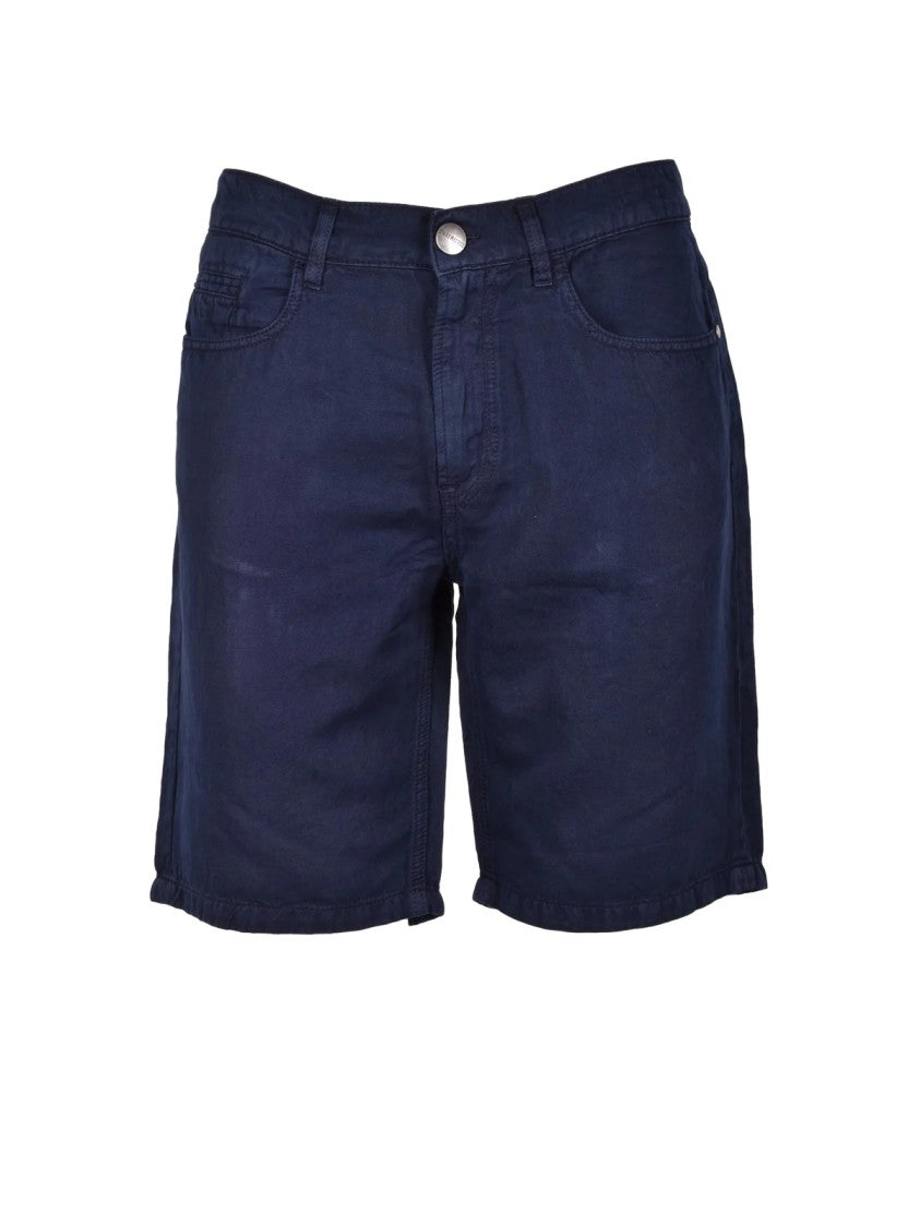 Bikkembergs Blue Cotton-Linen Bermuda Shorts