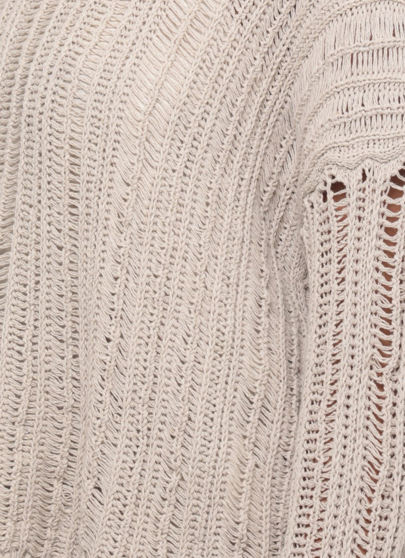 Sanctamuerte Beige Loose Open-Knit Sweater