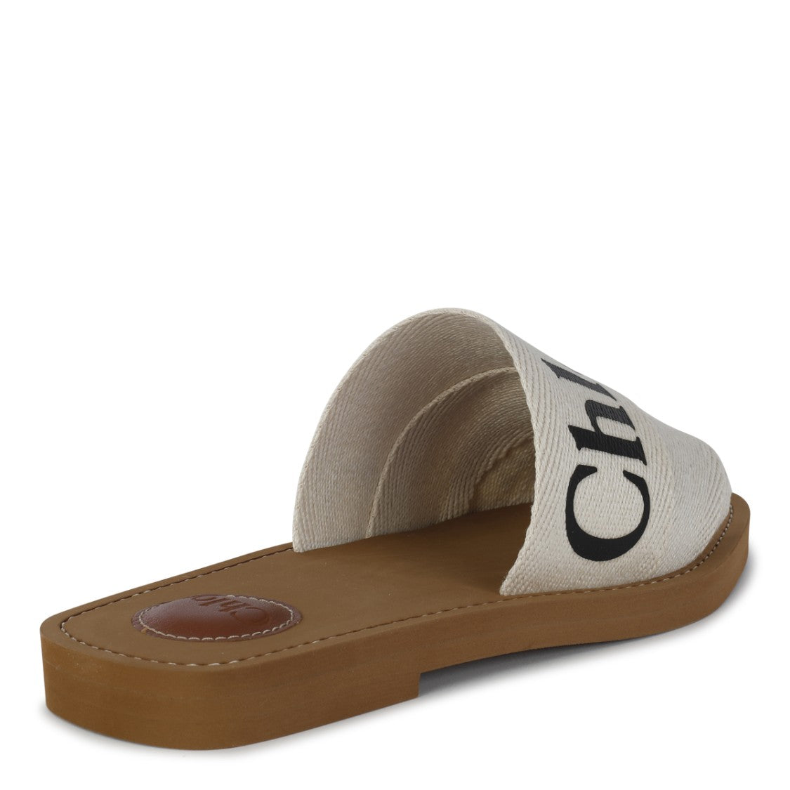 Chloé White Canvas Woody Flats