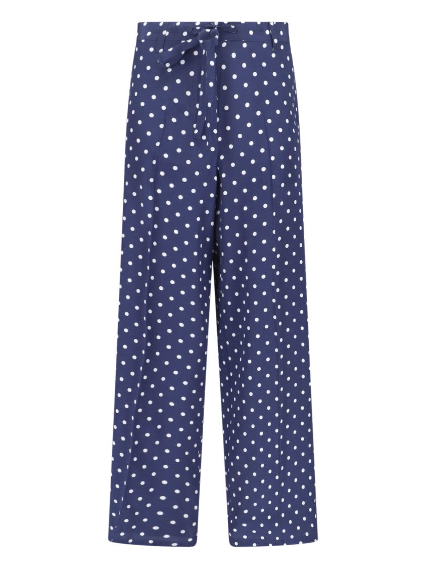 Parosh Silk Polka Dot Pants With Front Bow Detail