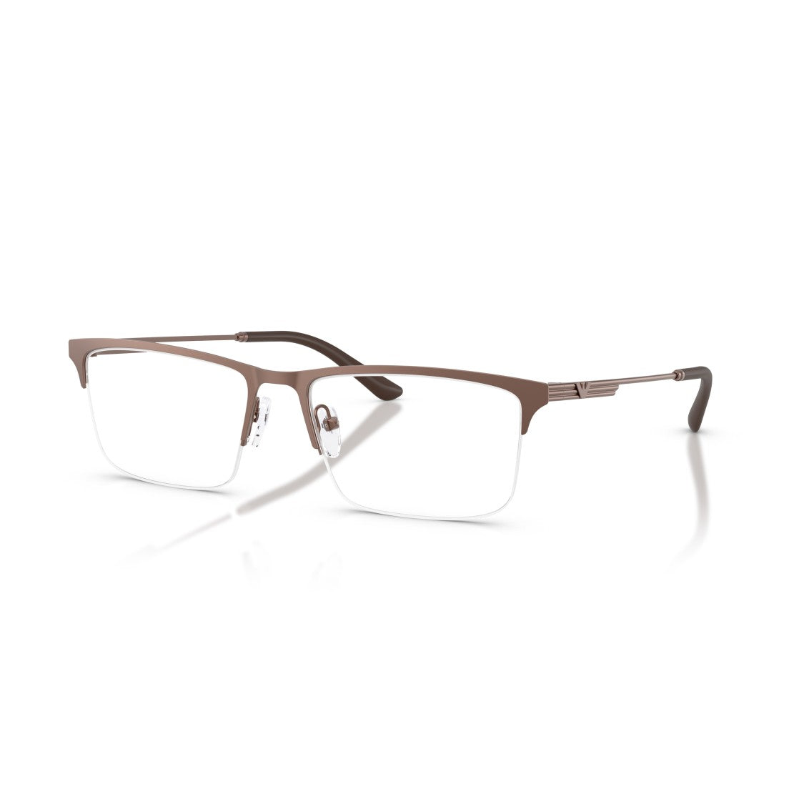 Emporio Armani 0Ea1177 Semi-Rimless Rectangular Frame Eyeglasses In Matte Brown