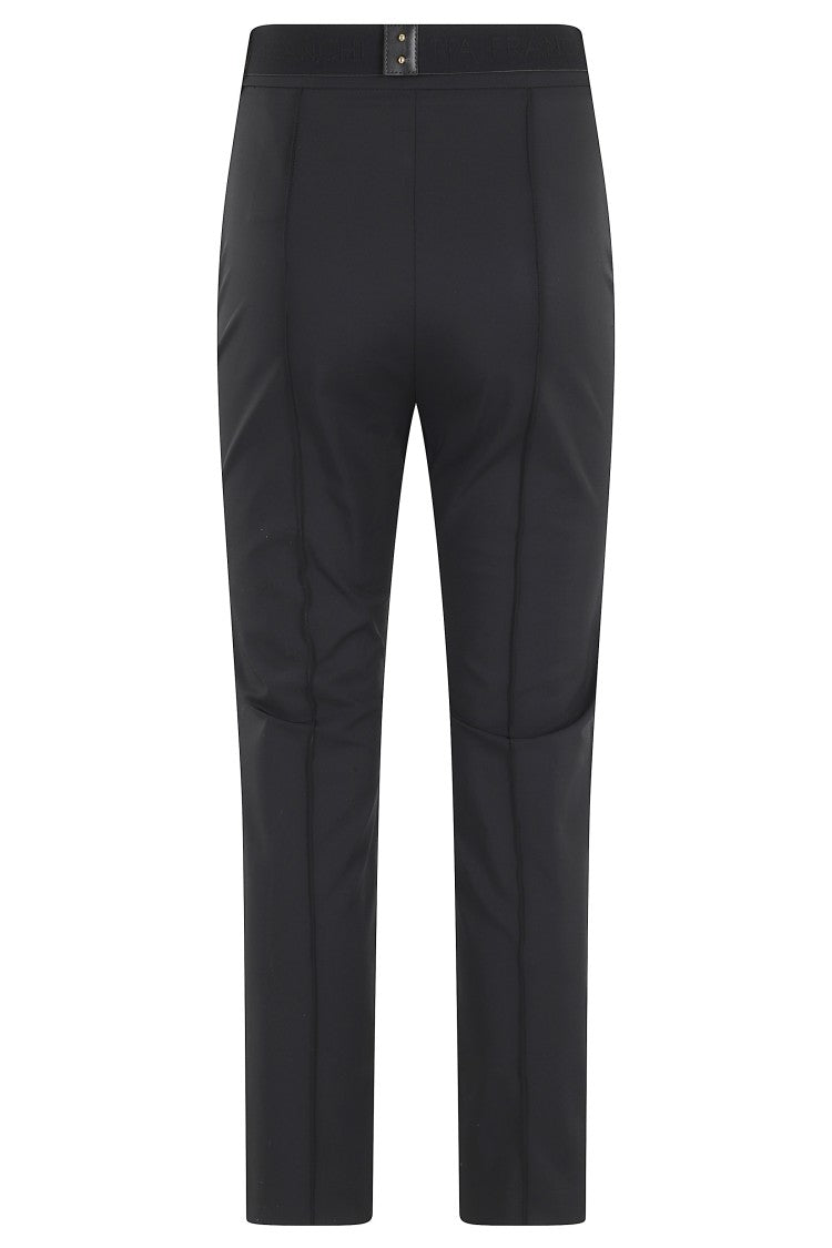 Elisabetta Franchi Black Metal Buckle Cropped Polyamide Formal Pants