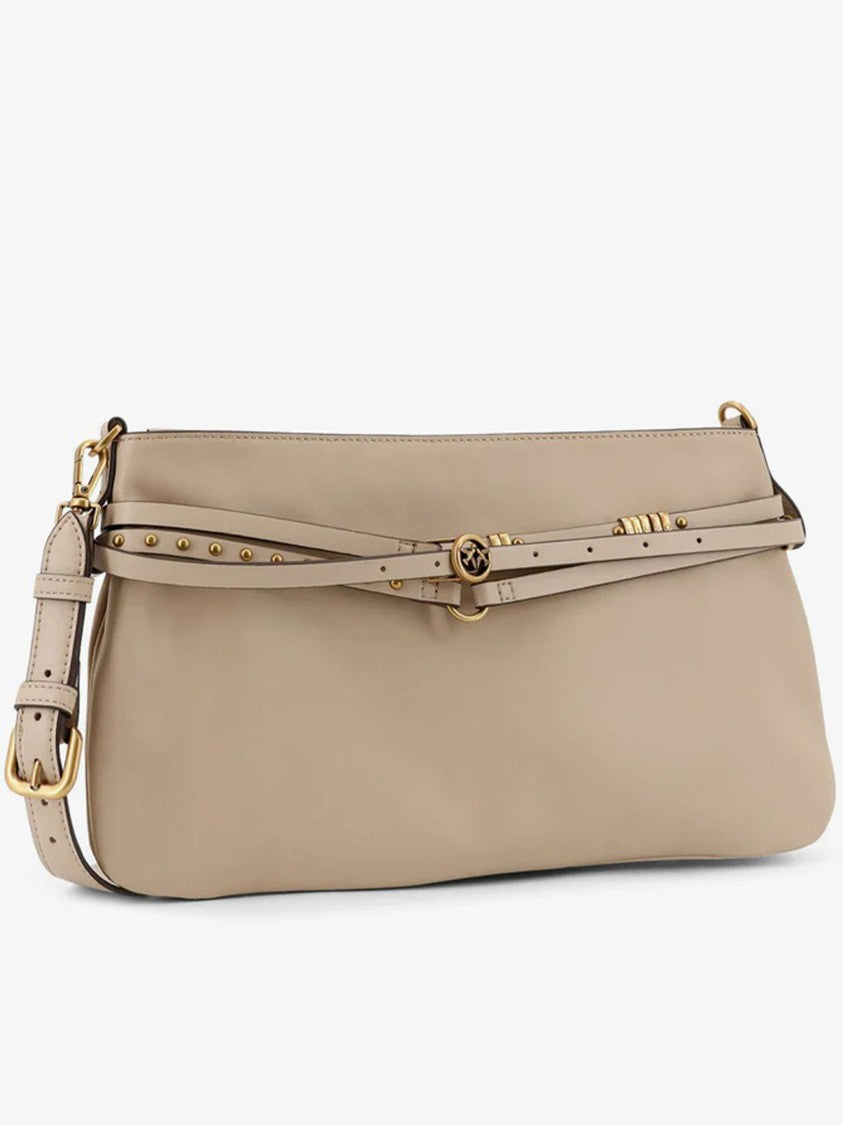 Pinko Neutral Mini Structured Studded Shoulder Bag