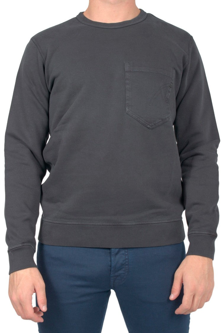 Dondup Charcoal Crew-Neck Cotton Sweatshirt