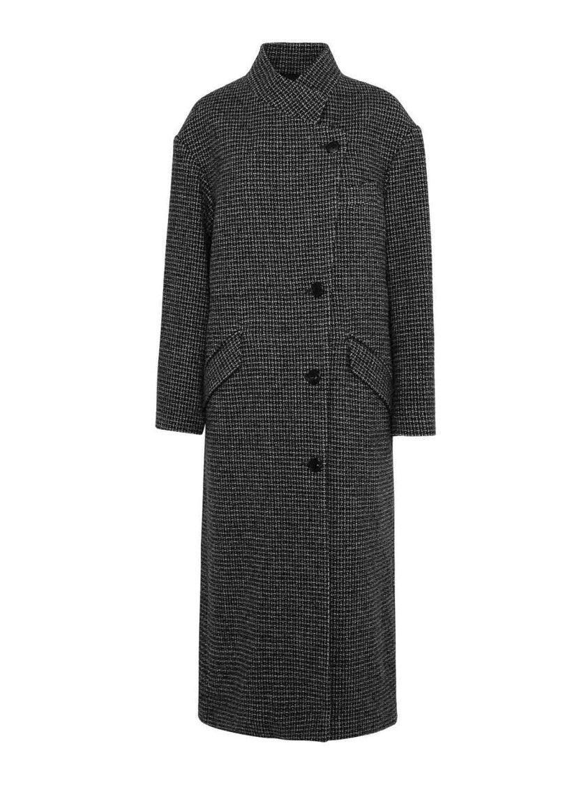 Isabel Marant Straight-Cut Wool Coat With High Collar