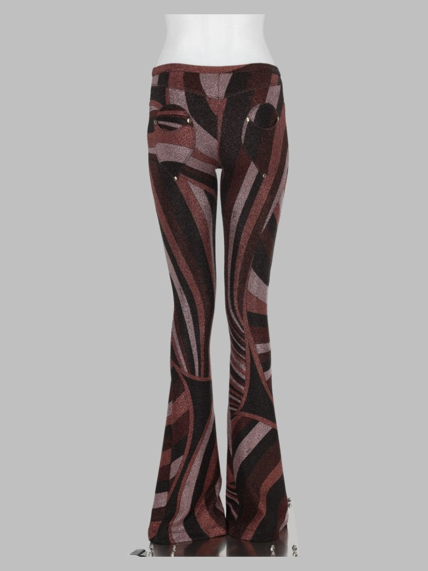 Pucci Burgundy Abstract Flared Polyamide-Blend Pants