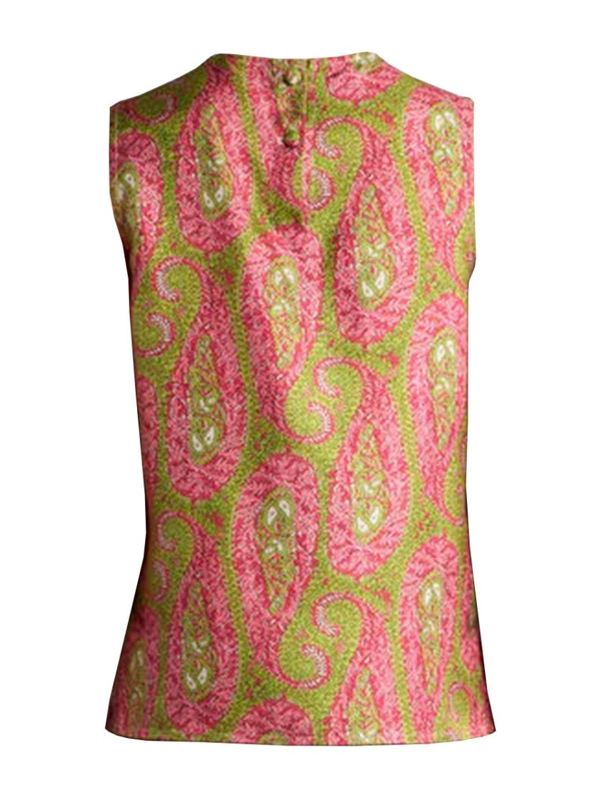 Etro Multicolor Paisley Foliage Pattern Top