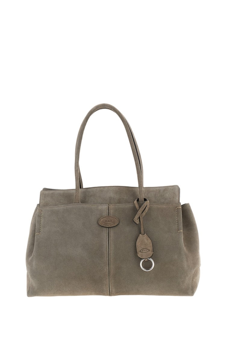 Tod's Grey Medium T-Logo Suede Shopping Bag