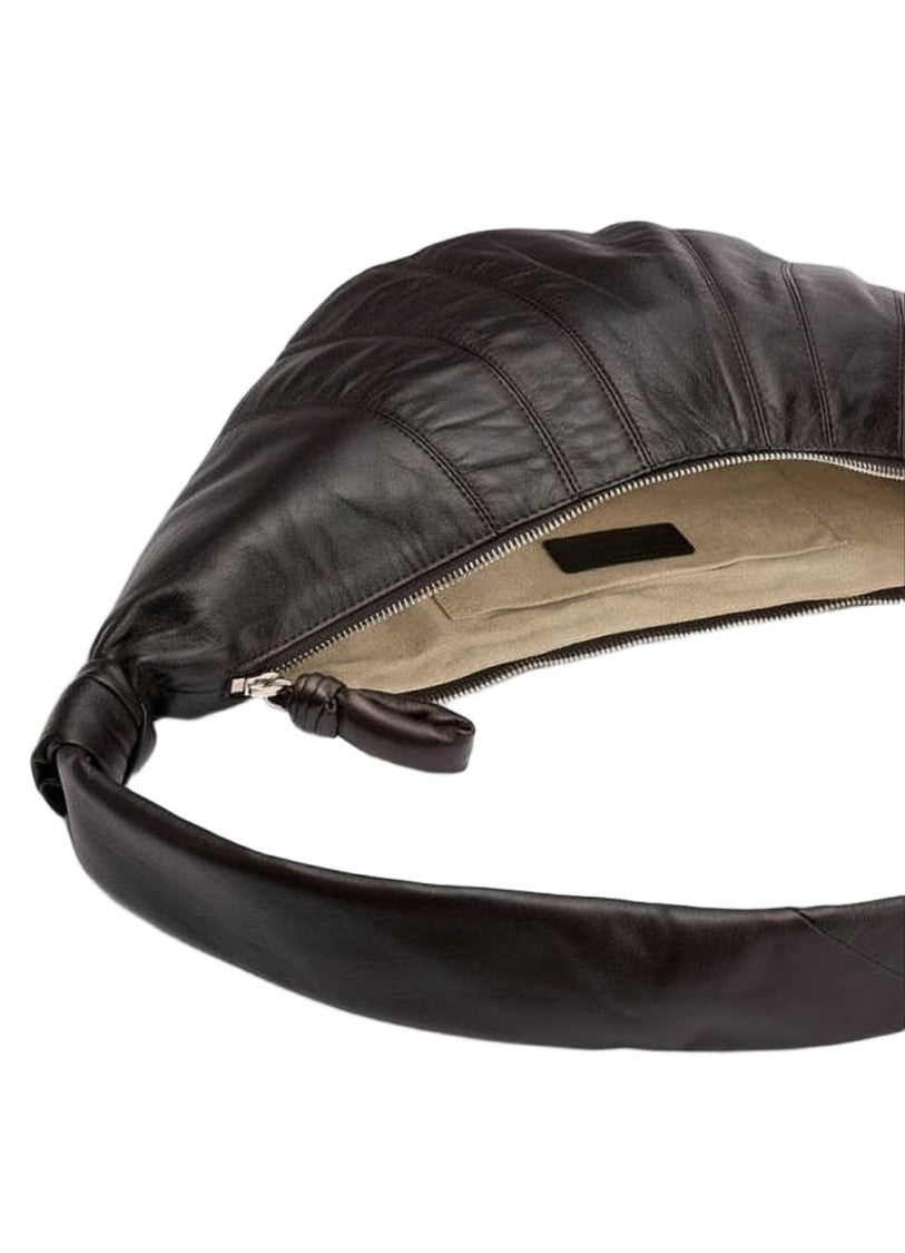 Lemaire Crescent-Shaped Black Lambskin Shoulder Bag With Padded Strap