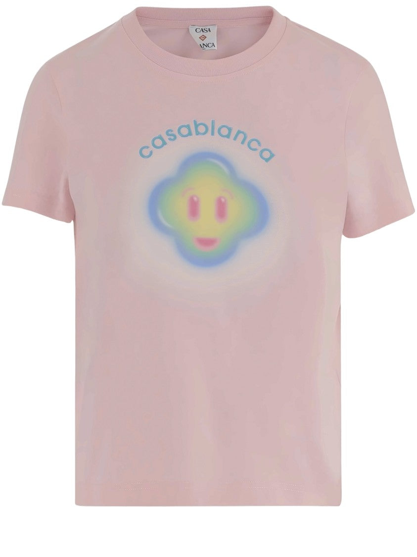 Casablanca Playful Logo Print Short-Sleeve T-Shirt In Soft Pink