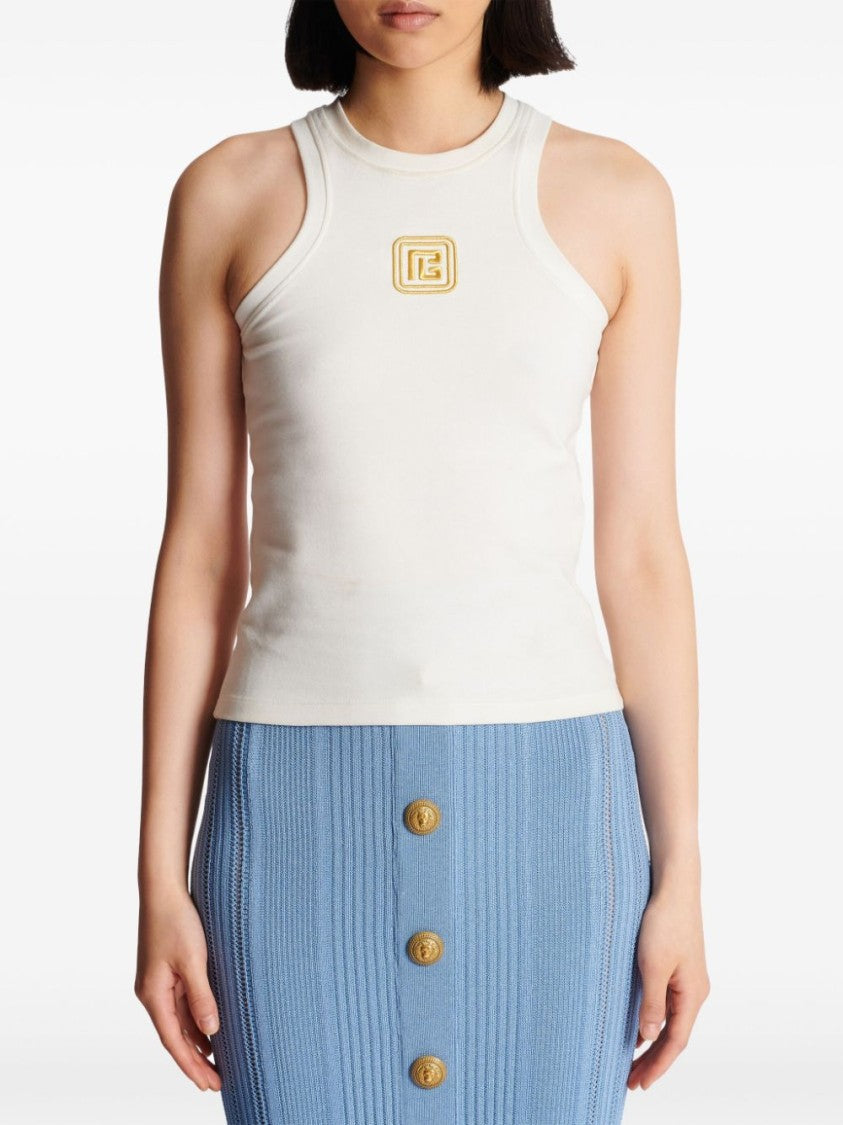 Balmain Fitted Sleeveless Top With High Neckline