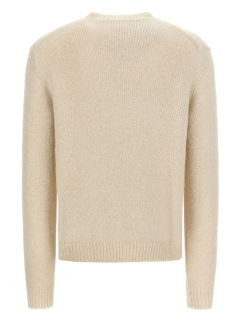 Jil Sander Bianco Sweater In Alpaca And Virgin Wool Blend
