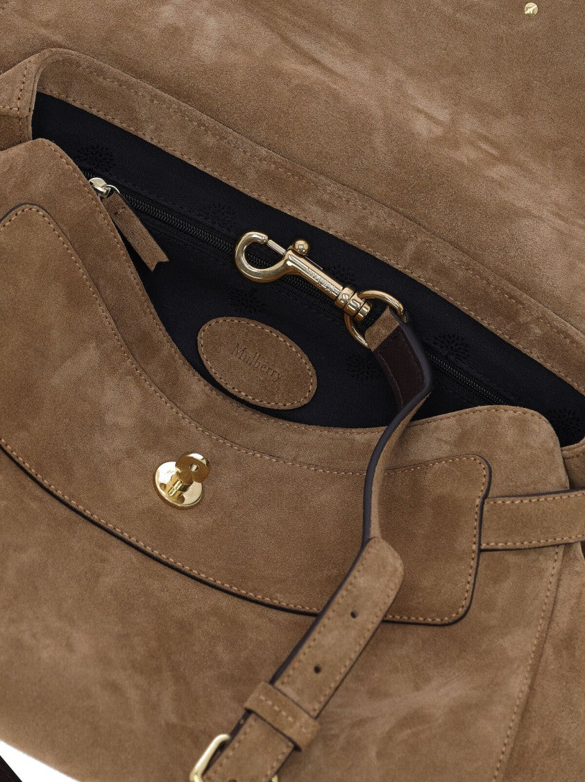 Mulberry Brown Alexa Intrecciato Handle Suede Bag