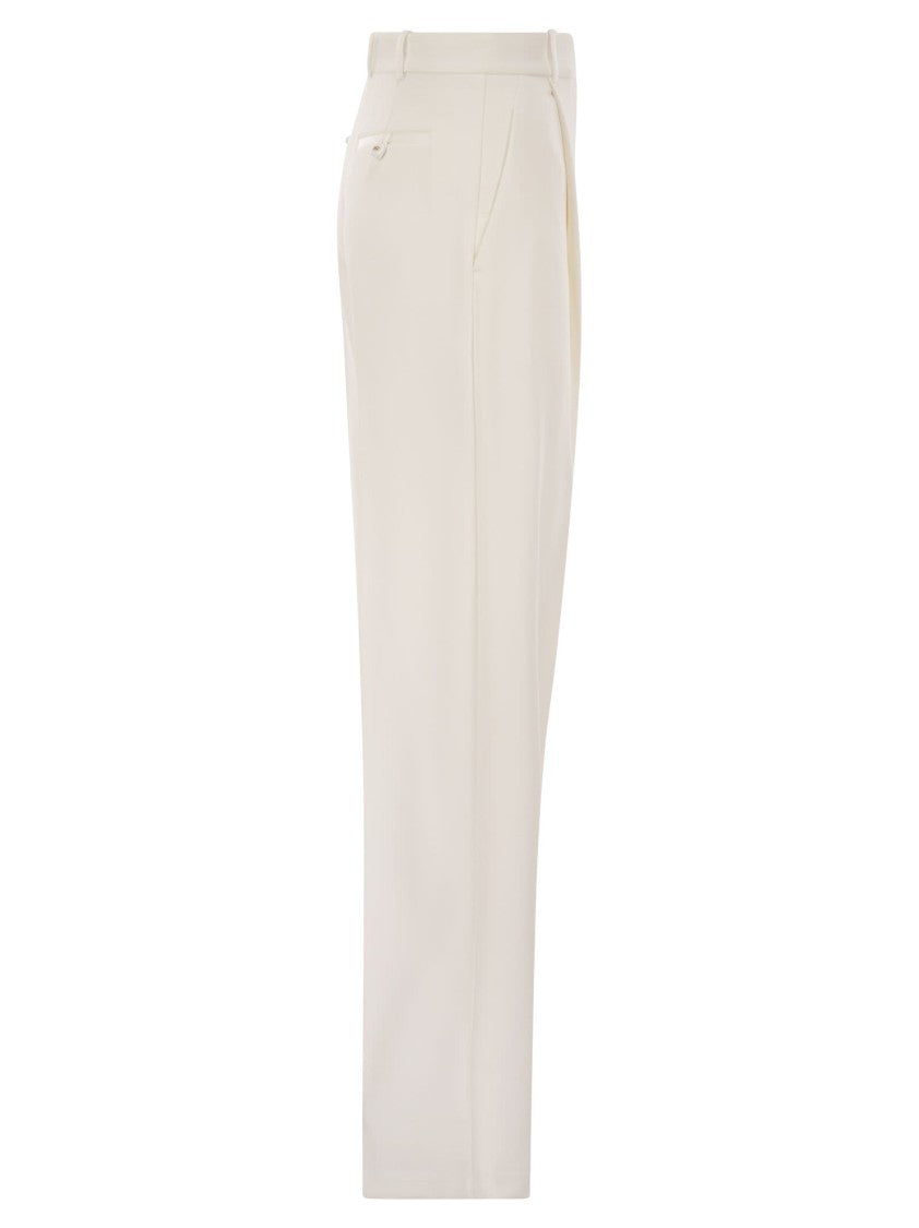 Elisabetta Franchi Crepe Trousers With Satin Details