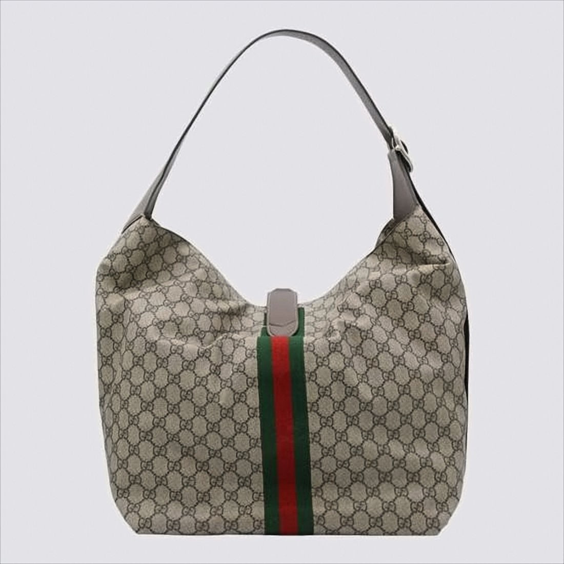Gucci Beige Monogram Shoulder Bag With Red