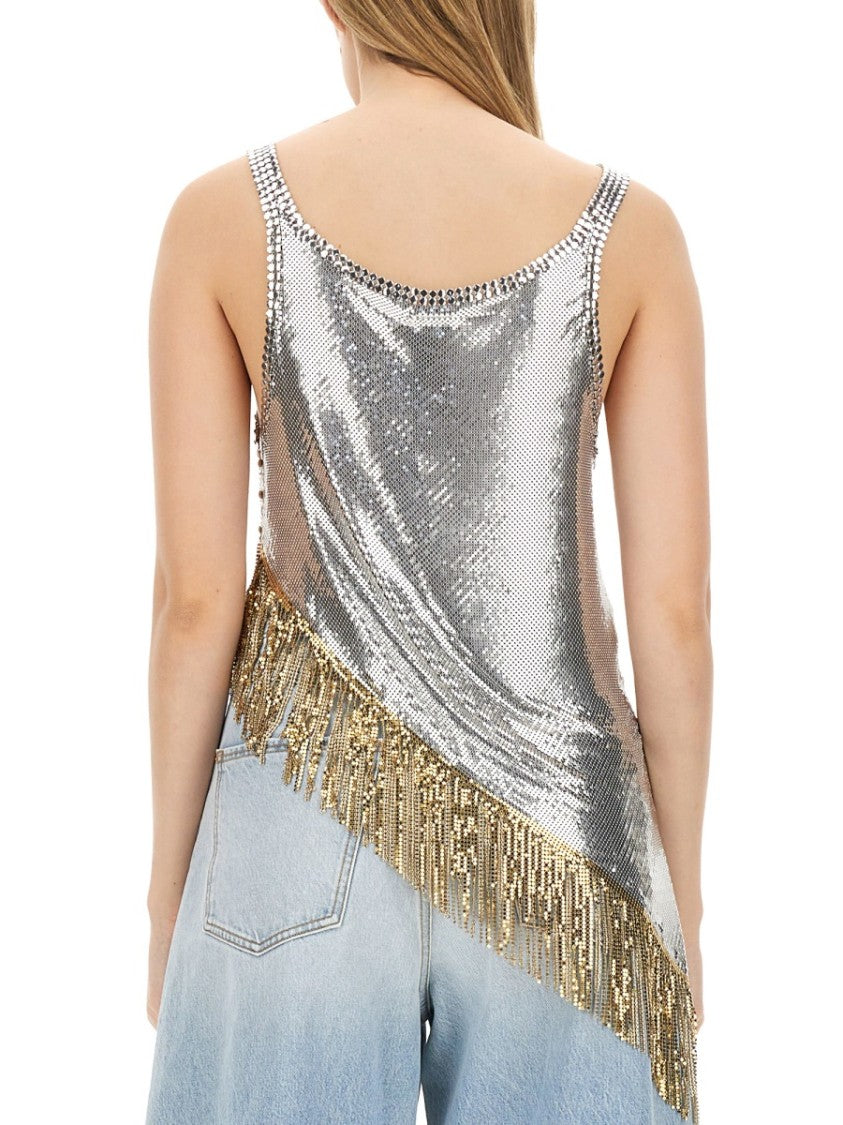 Rabanne Metallic Top With Fringe Detail