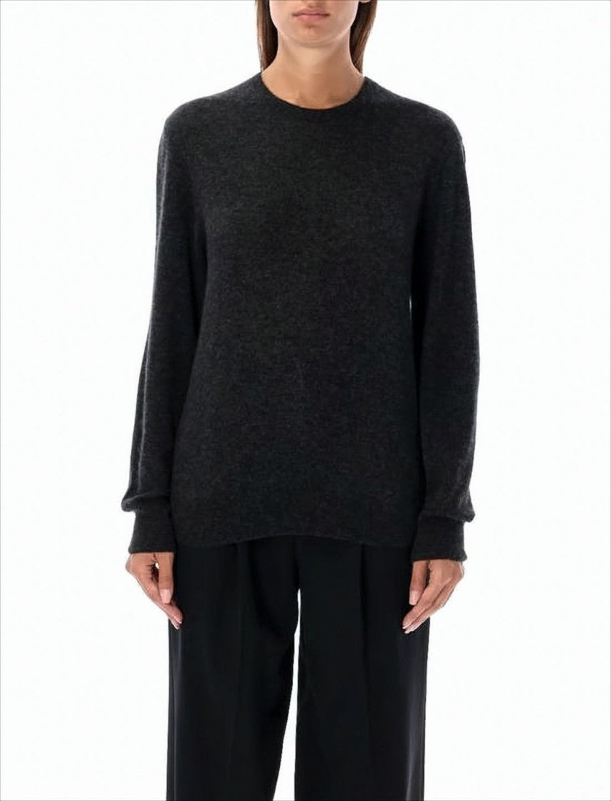 Saint Laurent Long-Sleeved Cashmere-Silk Blend Sweater With Ribbed Details
