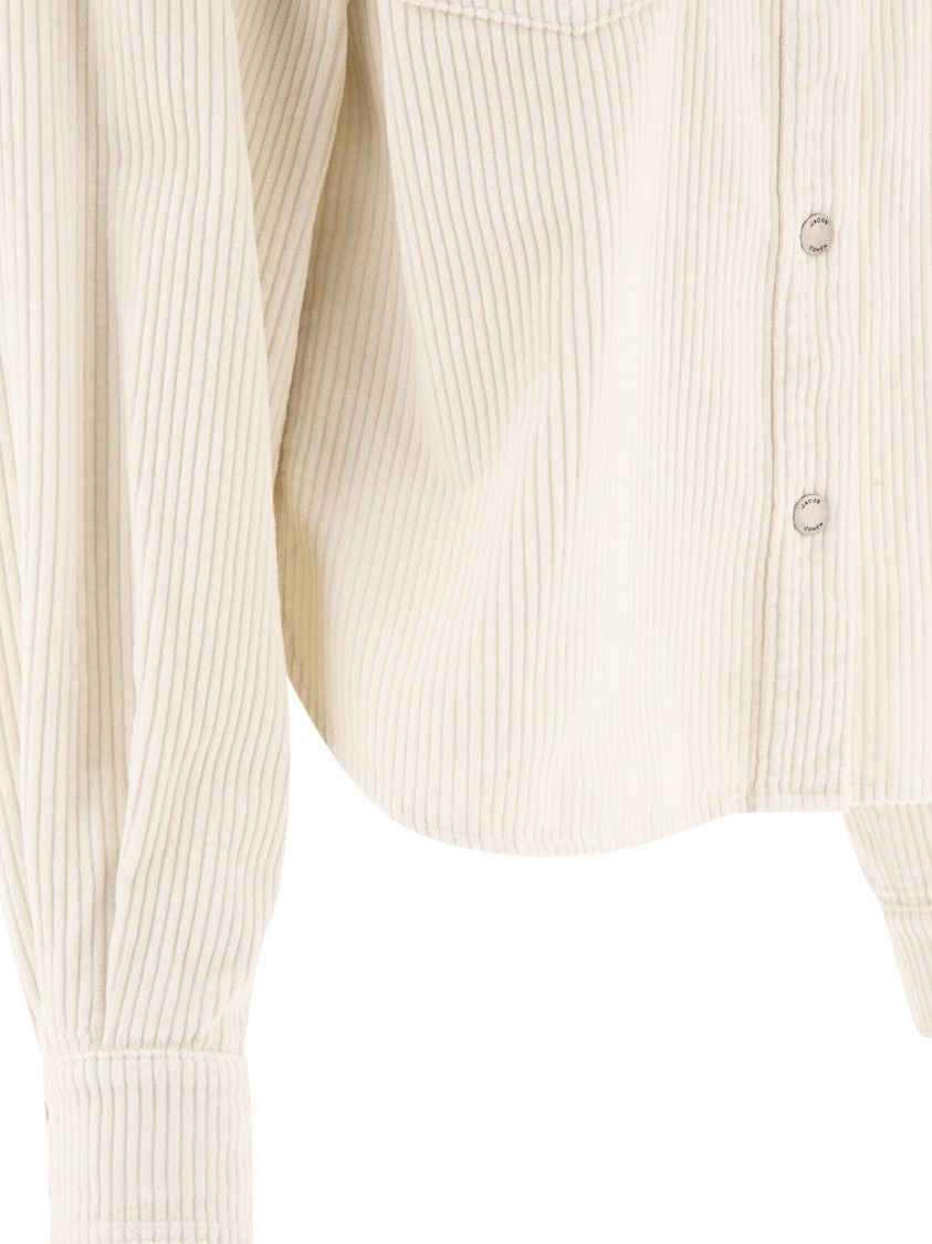 Jacob Cohen Textured White Velvet Overshirt